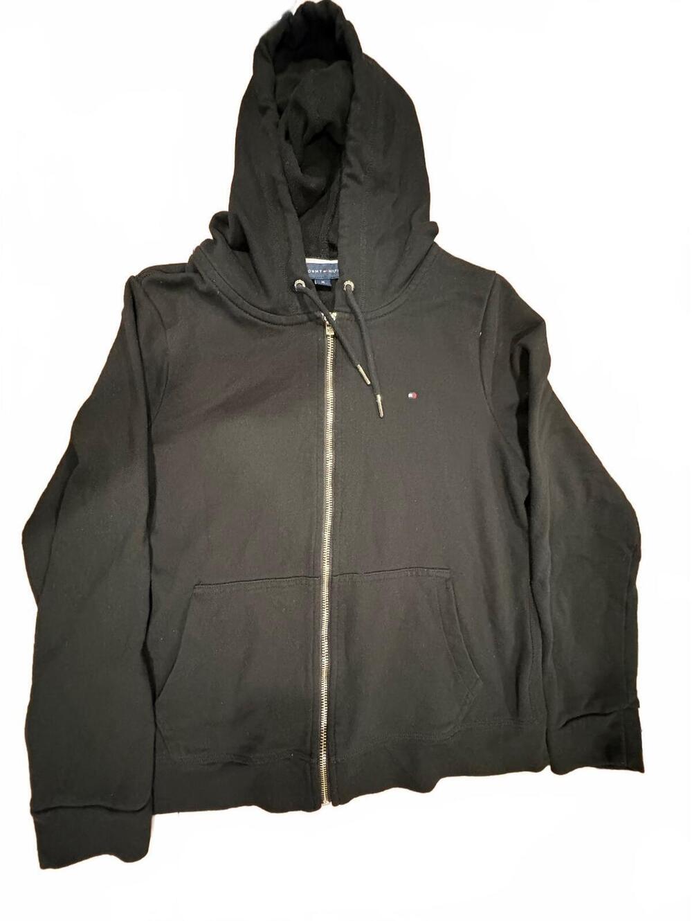 Tommy Hilfiger Women's Black Full Zip Hoodie Sweatshirt Medium-382